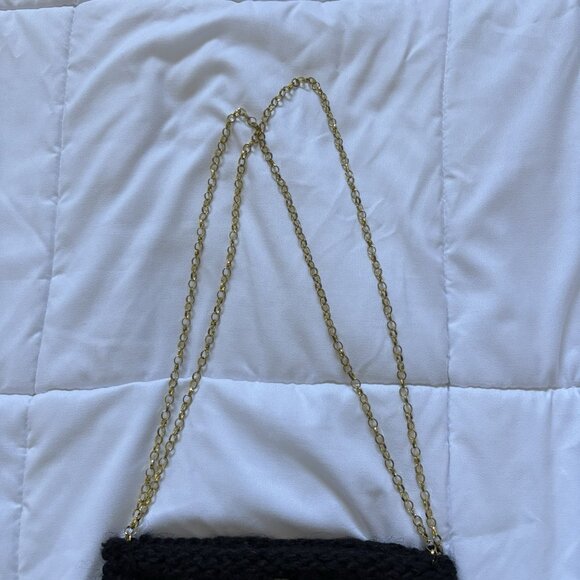 Vintage 90s Y2k Boho Bag Shoulder Fringe Hippie Gold Accents Black Green - Picture 2 of 8